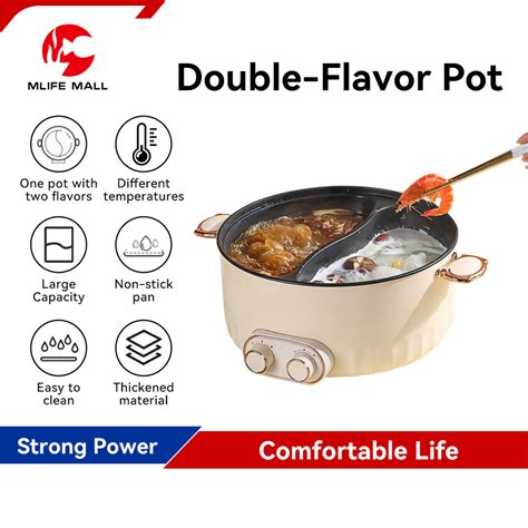 Double Flavor Pot Household Electric Hot Pot Yuanyang Pot Multi Cooker Periuk Elektrik Shopee