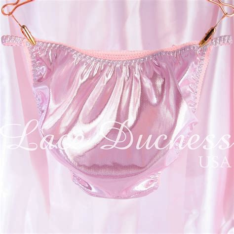 Vintage S Style Metallic Foil Sissy Pink Shiny String Bikini Panties Sz EBay