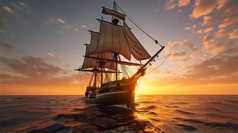 Premium Ai Image Pirate Ship Sailing Into Sunset Dreamstime