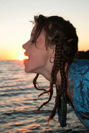 Lovable Blue Eyed Brunette In Blue Top Enjoys The Beach XXX Dessert