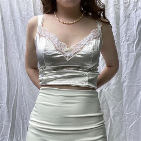 VINTAGE LINGERIE WHITE LACE TOP The Cutest Laced Depop