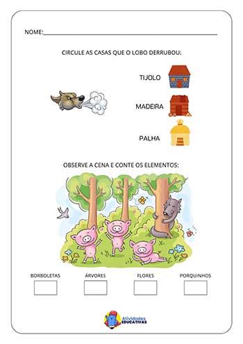 Atividade 3 Porquinhos 1 Ano - Atividades 3 Porquinhos - 1º Ano - Atividades Educativas
