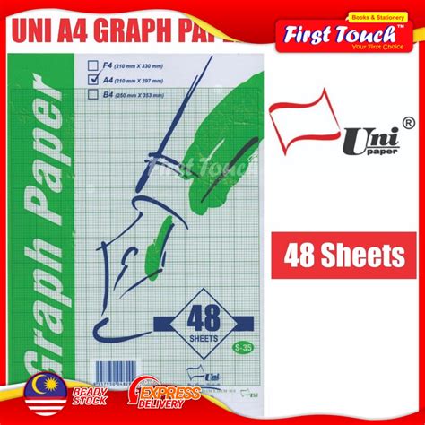 Uni Graph Paper A4 48 Sheets Kertas Graf S35 Graph Paper Single Line