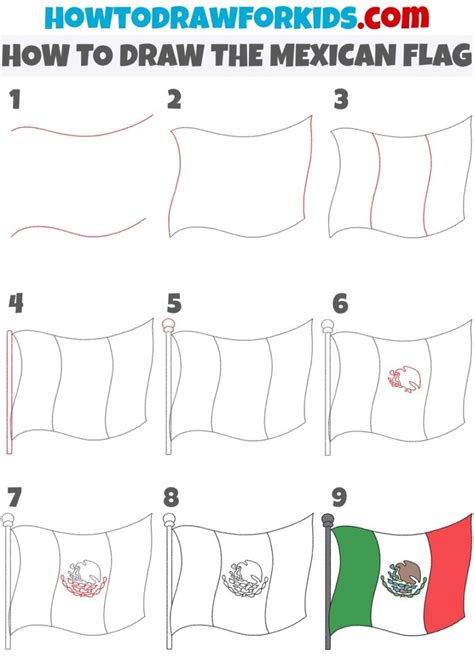 How to Draw The Mexican Flag - Easy Drawing Tutorial For Kids