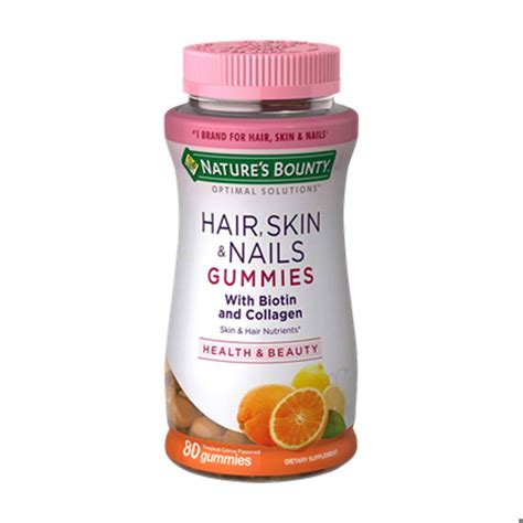 Nature's Bounty Hair, Skin, & Nails with biotin & Collagen 80 Gummies ...