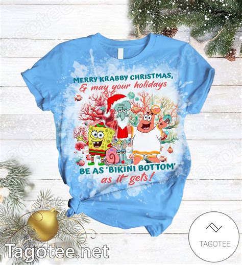 Merry Krabby Christmas And May Your Holidays Be As Bikini Bottom As It Gets Pajamas Set Tagotee