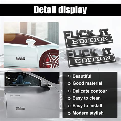 2 calcomanías de emblema de edición Fuck IT calcomanía de repuesto 3D para guardabarros de