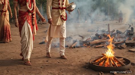 Traditional Indian Wedding Ceremony Bride And Groom Walking Around