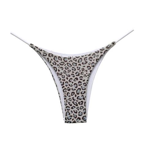 Culotte Slip L Opard En Coton Pour Femmes Bl A Taille Basse T Back Bikini Blanc