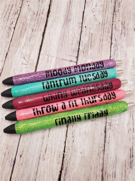 Snarky Pen Set Naughty Pens Days Of The Week Pens Funny Pens Mom