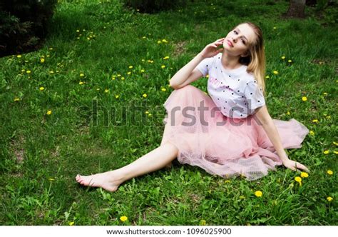 Beautiful Barefoot Blonde Girl Long Hair Stock Photo Shutterstock