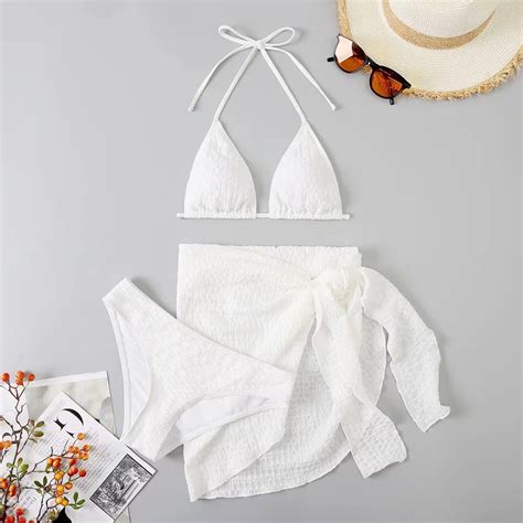 New Pieces Swimsuit Women Thong Swimwear Sexy Micro Bikini Set With Sarong Skirts Cover Ups