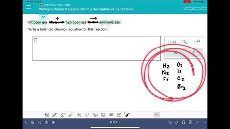 Aleks Writing A Chemical Equation From A Description Of The Reaction Youtube