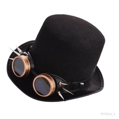 Chapeau Haut De Forme Steampunk De Style Vintage Avec Lunettes Chapeau