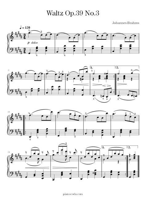 Waltz Op 39 No 3 Free Sheet Music