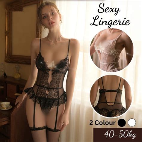 Mysteryoffemale Women See Through Garter Belt Sexy Lingerie Set Sexy Sleepwear Baju Tidur Seksi