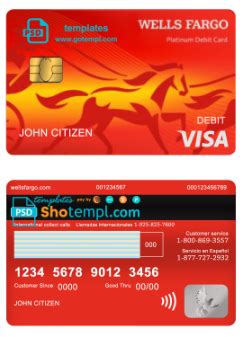 Usa Wells Fargo Bank Visa Debit Card Template In Psd Format Version