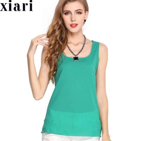 Womens Solid Color Tank Tops 2018 Summer Fashion Wild Chiffon Ladies