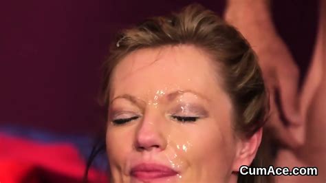 Foxy Babe Gets Cum Shot On Her Face Swallowing All The Charge