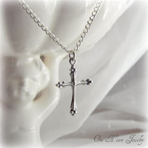 Dainty Silver Cross Necklace Sterling Silver Chain