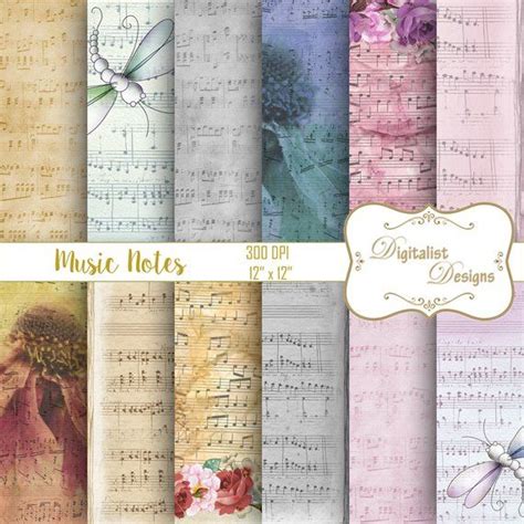 Sheet Music Digital Paper Music Notes Scrapbook Paper Vintage Digital