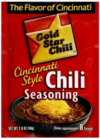 Gold Star Chili Chili, Cincinnati Style Seasoning - 2 oz, Nutrition ...