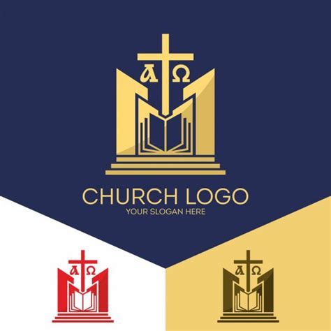 Church Logo Christian Symbols The Cross Of Jesus Christ And The Bible The Foundation Of