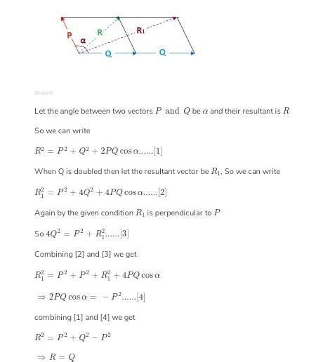 The Resultant Of Two Vectors P And Q Is R If The Magnitude Of Q Is