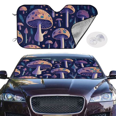 Jgfou Floral Hippie Mushrooms Windshield Sun Shades Car Sun Shade For