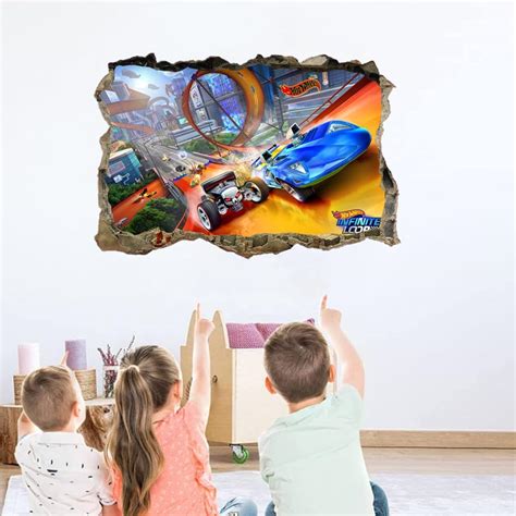 Lsxyj Calcoman As D De Hot Wheels Para Pared Calcoman As De Pared De Autos Para Dormitorio De