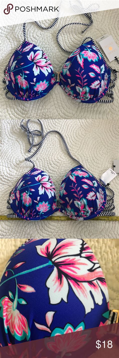 Bikini Top D Bright Floral Purple Halter Stripe Super Cute Brand New Floral Bikini Top In