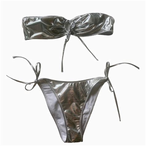 I Am Gia Swim Silver Metallic Bikini Swim Suit And Skirt Poshmark