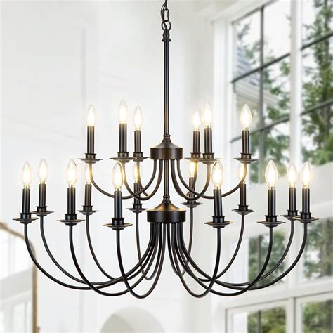 Psyverii Light Tier Black Farmhouse Vintage Chandelier Retro