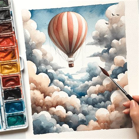 40 Watercolor Style Hot Air Balloon Illustrations Prints