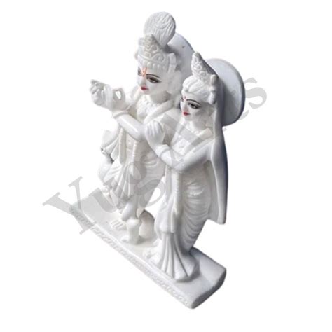 plain hindu white marble radha krishna statue  temple size
