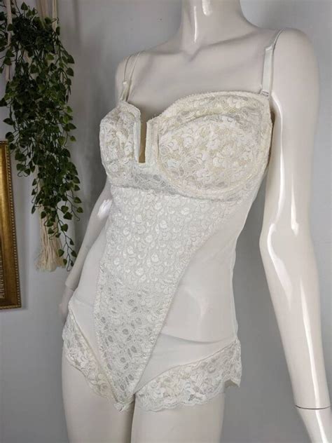 Vintage Lingerie White Lace Bodysuit Vintage Shapew Gem