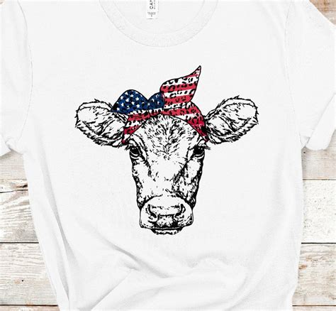 Cow Bandana Heifer Cow Usa American Flag Bandana Etsy