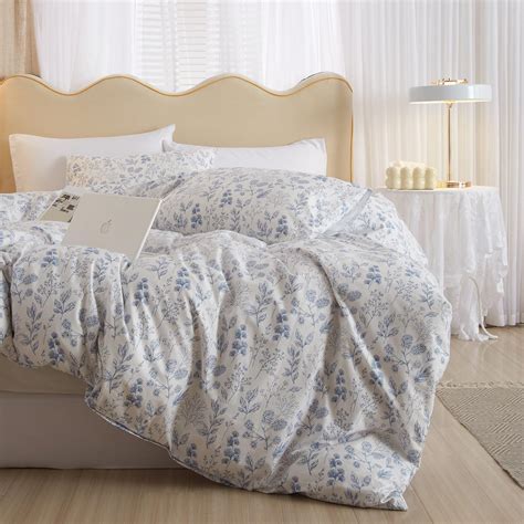 mixinni Blue Flowers Duvet Cover for Teenage Girls Twin XL Size Floral ...