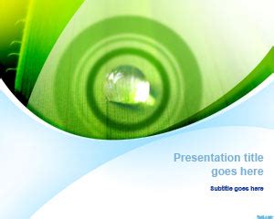 Free Green Nature PowerPoint Template with Water Drop