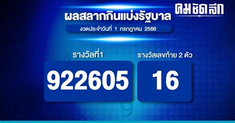 ตรวจหวย 1 7 66 ผลสลากกินแบ่งรัฐบาล หวย งวด 1 ก ค 2566 ตรวจหวยงวดล่าสุด คมชัดลึก