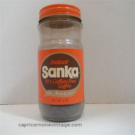 Vintage 1970s Jar Of Sanka Decaf Coffee Glass Caffein Free 14 Full