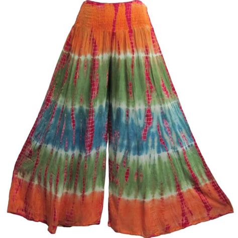 Bohemian Stonewashed Tie Dye Gaucho Flared Wide Leg Palazzo Pants