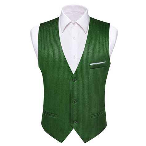Barrywang Mens Vest Grass Green Solid Business Suit Waistcoat Vest
