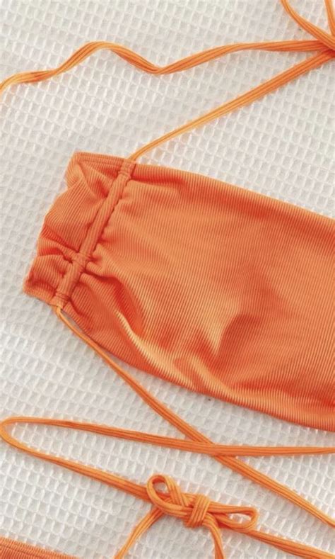 3pc Orange String Bikini And Beach Skirt Women S Fashion Swimwear Bikinis Swimsuits On