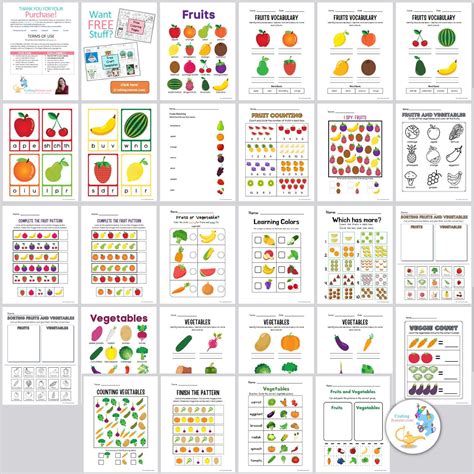 Printable Fruit & Vegetable Worksheets for Preschoolers (apple, Orange