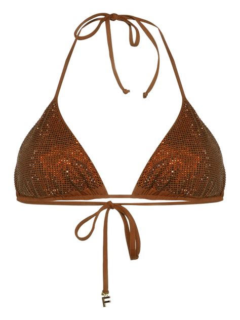 Fisico Crystal Embellished Bikini Top In Brown ModeSens