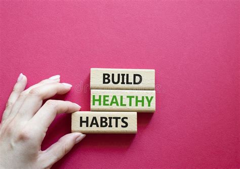 Healthy Habits Symbol Concept Word Build Healthy Habits On Wooden