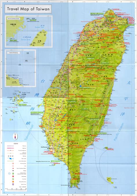 Large detailed travel map of Taiwan. Taiwan large detailed travel map