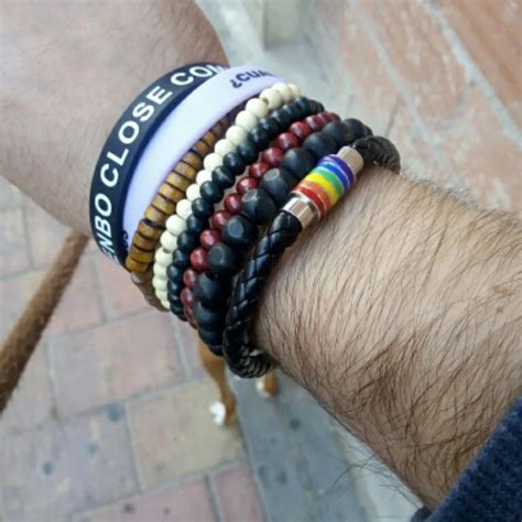 Men Rainbow Jewelry Charm Leather Bracelet With Stainless Steel Accessories Gay Pride Lgbt