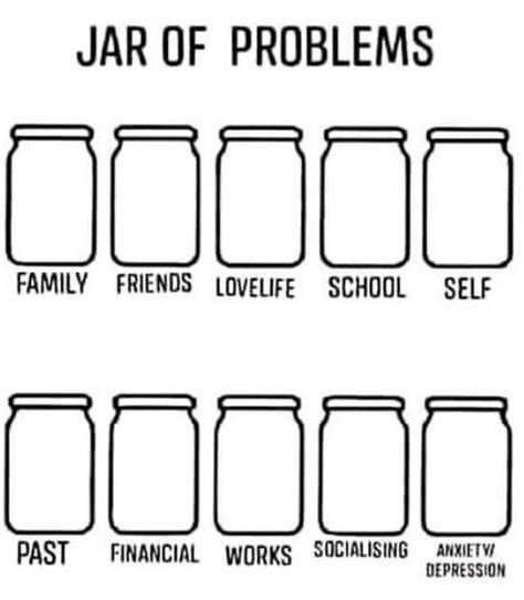 Jar Of Problems Bingo About Me Template Personality Chart Mental